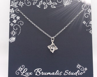 Three-Dimensional Sterling Silver Merkaba Necklace