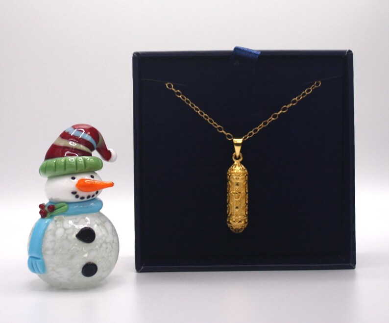 Gold Mezuzah Pendant Necklace Etsy