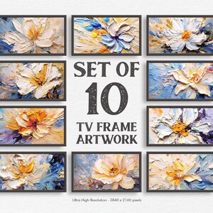 Samsung Frame TV Art | Set of 10 | Floral Oil Painting | Samsung TV Art | Digital Download | Art for Samsung Frame TV