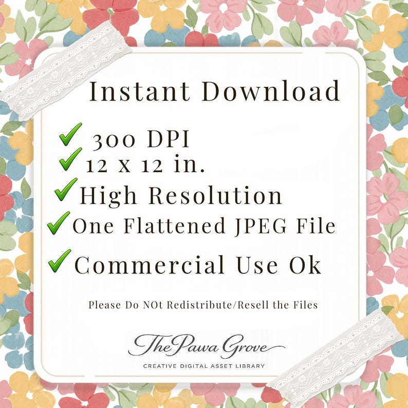 Pastel Ditsy Floral Pattern JPEG, Seamless Nursery Digital Paper ...