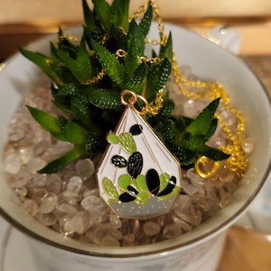Terrarium succulent charm necklace