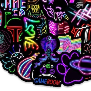 50PCS Neon Graffiti Nightlife Party Rave American Pop Culture Style Cool Stickers #004