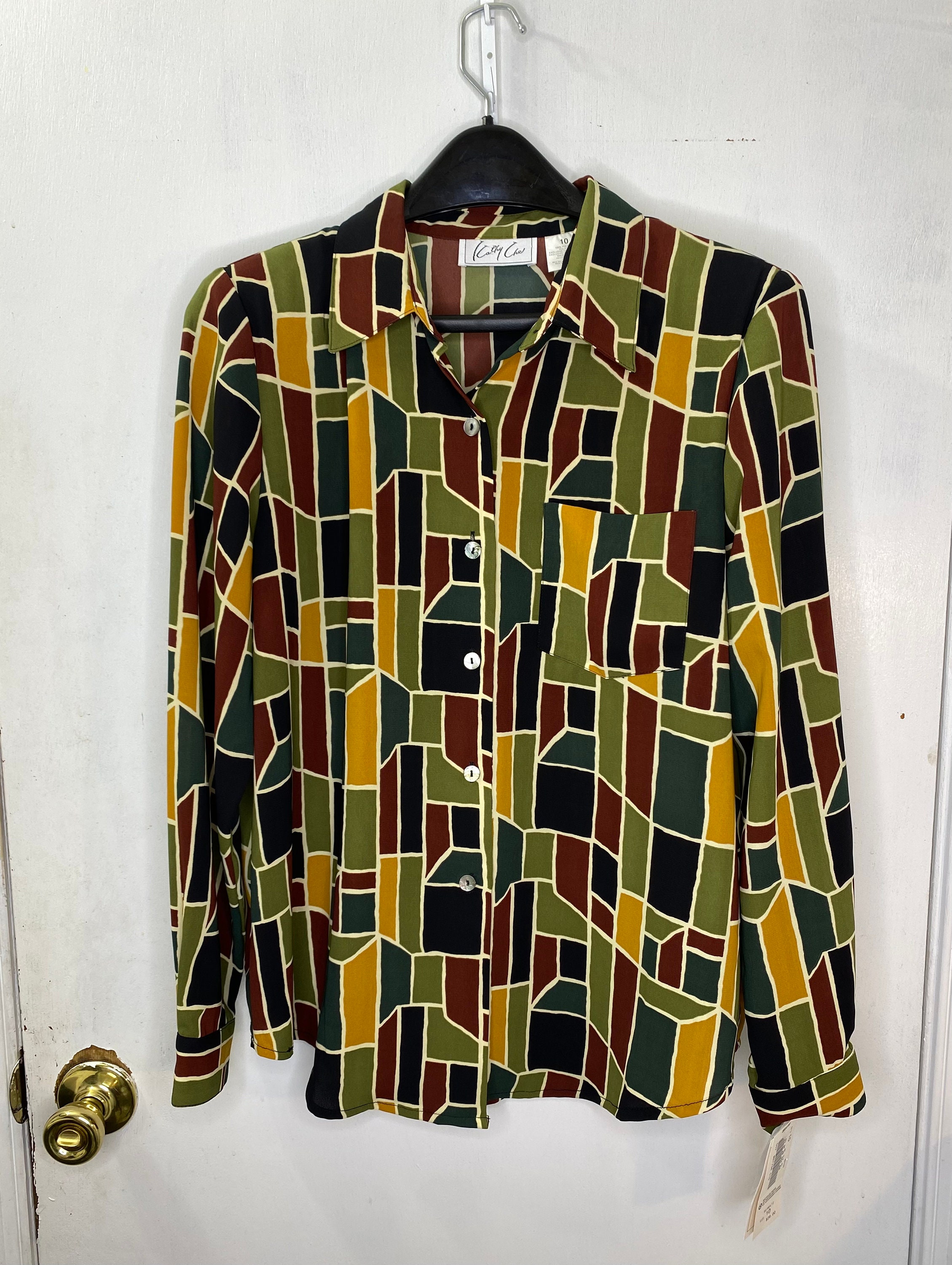 Vintage Kathy Che Button Up Shirt Women's Size 10 New with Tags, image size:2259x3000