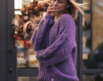 Handmade Alpaca Merino Chunky Cardigan - Oversized Knit