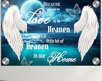 Heavenly Acrylic Print – Angel Wings & Moonlight Decor | In Memory Remembrance Art | Memorial Gift
