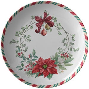 Christmas Plate Traditional Holiday Decor Festive Dish Seasonal Tableware Gift For Family Christmas Dinnerware