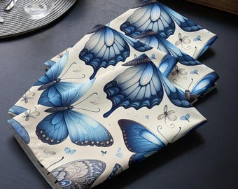 Blauer Schmetterling Stoffservietten-Set: Umweltfreundliches Esszimmerdekor