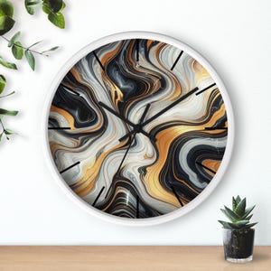 Marble Look Wall Clock - Elegant Home Decor, Modern Minimalist Design, Office Wall Art, Unique Gift Idea, Fashionable Housewarming Present