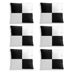 Black and White Chair Cushion Cover, Polyester Set of 6, Chair Pad Cover, Home Decor, Cushion Slipcover, Cozy Seating