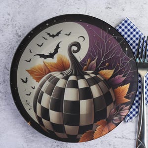 Halloween Pumpkin Dinner Plate: Fall Farmhouse Decor, Microwave/Oven Safe