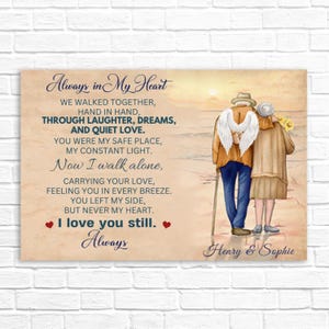 Custom Memorial Canvas Photo Sympathy Gift for Loss of Loved One Personalized Anniversary Gifts for Husband Wife Couple Wall Art