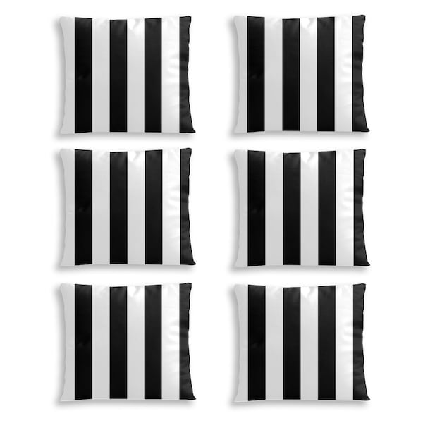 Streifen schwarz und weiß Stuhlkissenbezug (6 Set, gleiche Seiten)｜Polyester