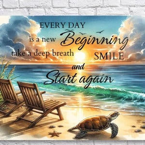 Acrylic Wall Art – Motivational Quote Every Day is a New Beginning  – Minimalist Home & Office Decor – Inspirational Sign