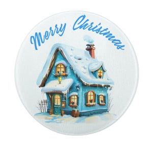 Round Merry Christmas Cutting Board, Festive Chef Gift, Holiday Cooking Decor, Xmas Kitchen Accessory