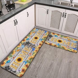 Sunflower Kitchen Mat, Home Decor Mat, Sunflowers Floor Mat, Non-Slip Kitchen Rug, Gift for Home, Floral Decor