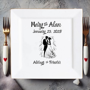 Keramik quadratische Vorspeisenteller, individuelle Abendessen Dekor, personalisierte Hochzeitsteller, romantische Einstellungen, Abendessen Geschenk