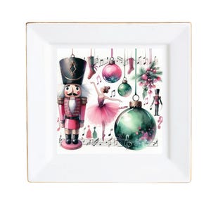 Square Dinner Plates Nutcrackers decoration, Ceramic Appetizer Plates, Holiday Tableware