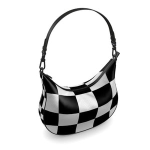 Black and White Leather Hobo Bag: Nappa Leather Handbag