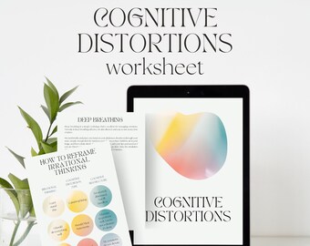 Cognitive Distortions Worksheet | CBT Worksheet | Digital File