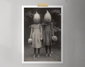 Vintage Halloween Creepy Photo, Dark Academia Decor, Black and White Art Vintage Wall Prints, Printable Wall Art Digital Download