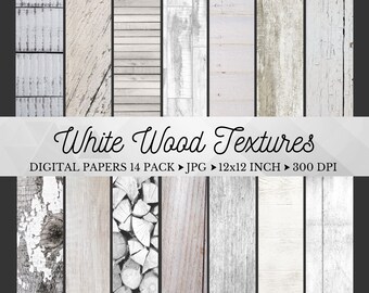 White Wood Digital Paper, Light Wood Textures, Rustic Wood Texture, Distressed Wood Scrapbook Paper, White Wood, Commercial Use