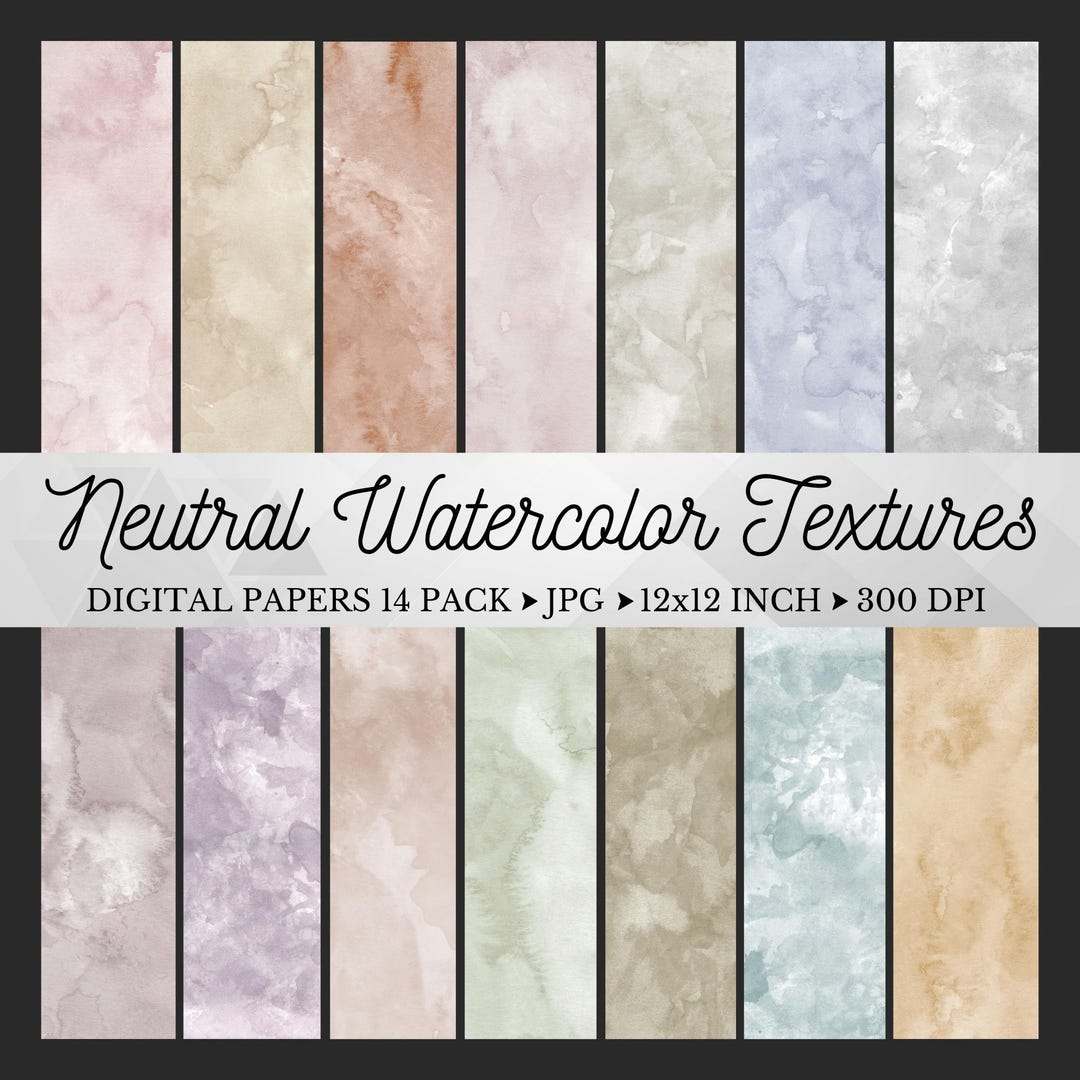Neutral Watercolor Texture Digital Papers, Watercolor Paper Textures ...