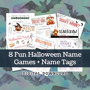 Printable Halloween, Name Games, Halloween Party Games, Activities, Icebreaker Games, Name Generator, Name Tags, Instant Digital Download