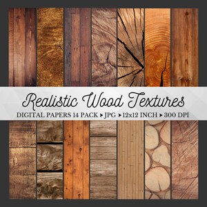 Papel digital con texturas de grano de madera, Fondos de madera, Paquete de papel de álbum de recortes de madera rústica, Fondos de madera, Fondo digital de madera rústica