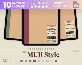 10 MUJI STYLE Notebook Cover • Portrait • Light • Aesthetic Notebook Cover • Minimalistic Notebook Cover • GoodNotes & Notability