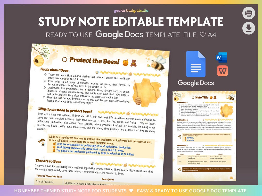 Editable Study Notes Template for Students | Ready-to-use Google Docs ...