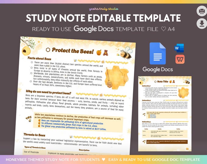Editable Study Notes Template for Students | Ready-to-use Google Docs ...