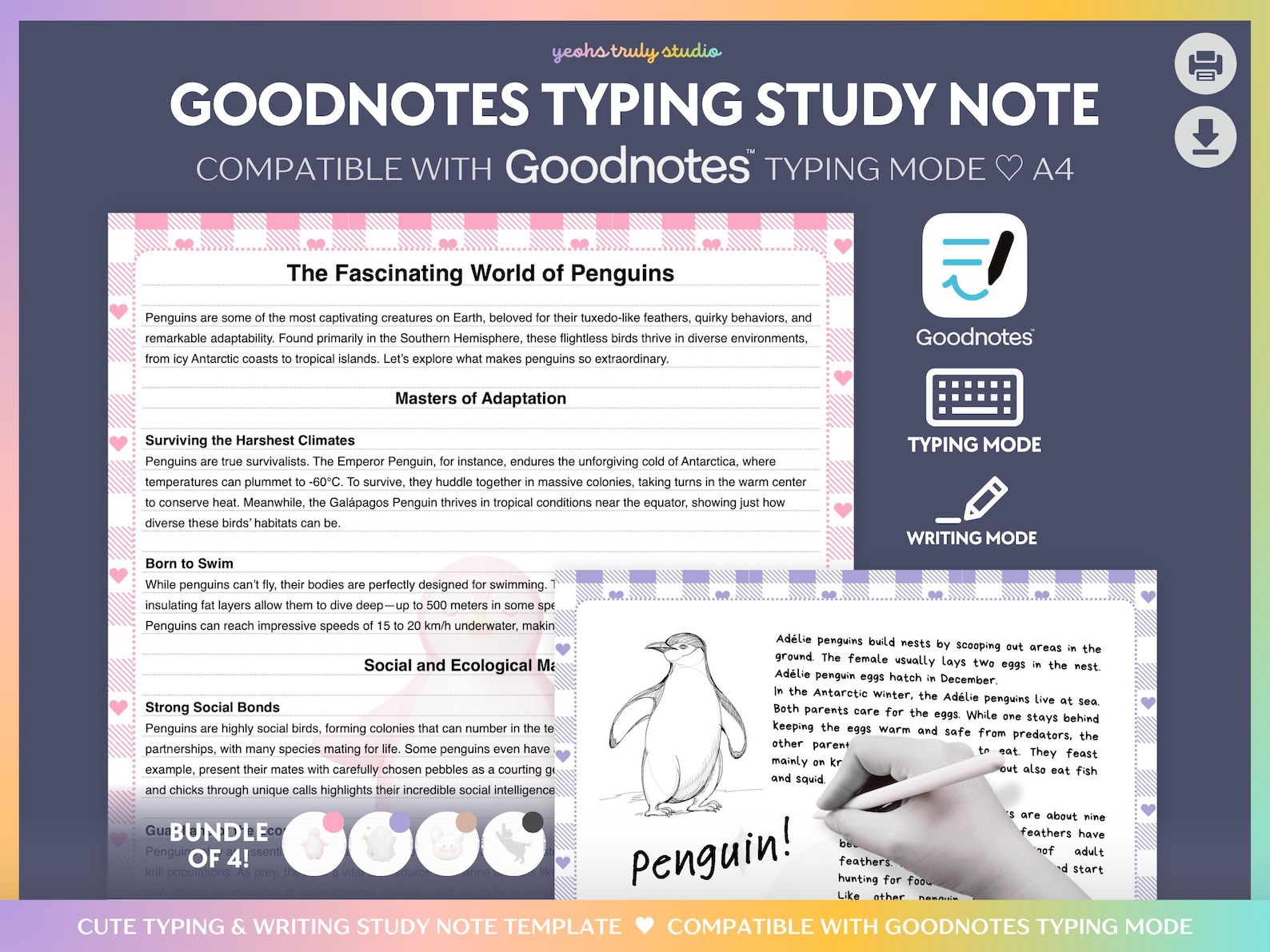 Goodnotes Typing Study Notes Template: A4 (downloadable) - Etsy