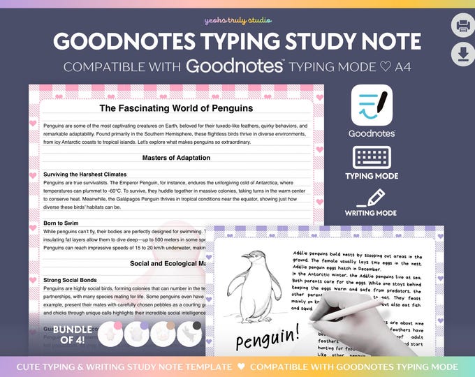 Goodnotes Typing Study Notes Template: A4 (downloadable) - Etsy