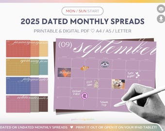2025 Monthly Planner: Color-Coded Printable Calendar (Digital Download)