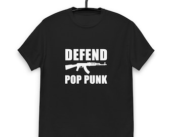 Defend Pop Punk T-Shirt - Various Colors - Rifle Weapon Kalashnikov Silhouette - Hardcore Metal Emo