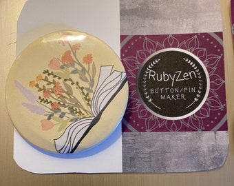 Botón boho para amantes de los libros