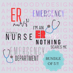 Emergency Nurse SVG/PNG Bundle | ER Nurse Shirt | er nurse laser cut file | vinyl cut file er nurse | emergency department nurse | trauma