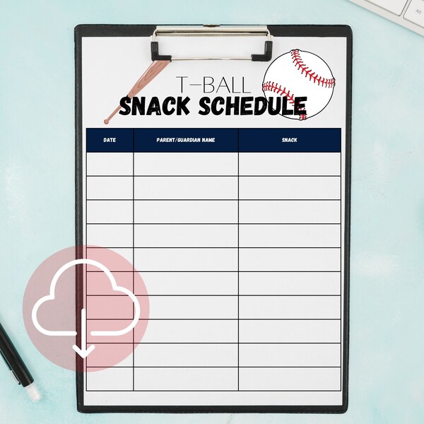 Tball Snack Schedule Sign Up Etsy