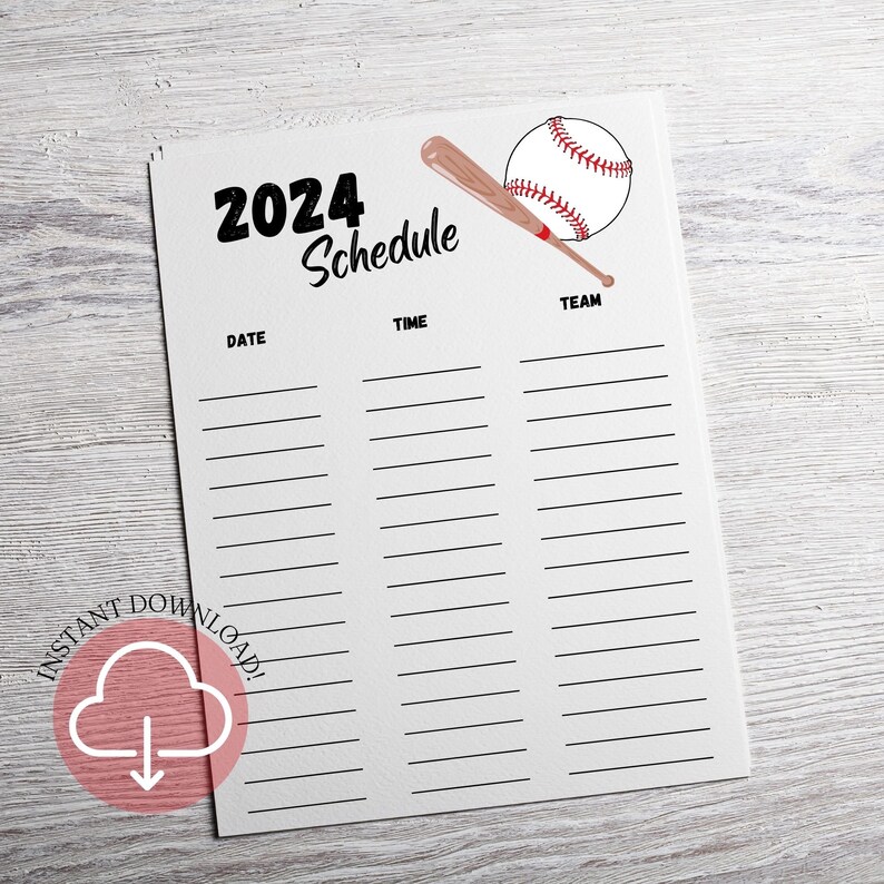 Editable Baseball Schedule 2024 Canva Template Tball Game Schedule PDF