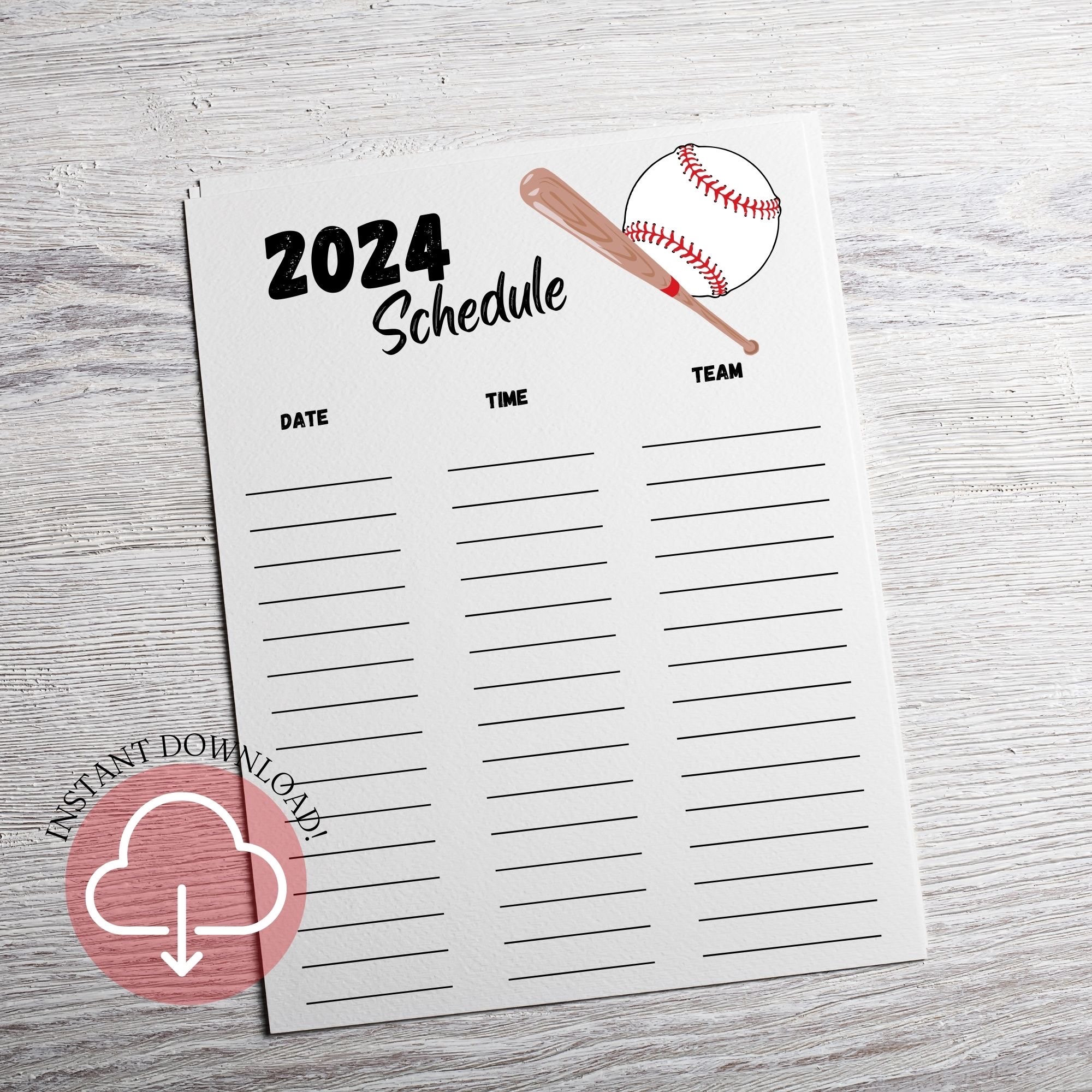 Editable Baseball Schedule 2024 Canva Template Tball Game Schedule PDF