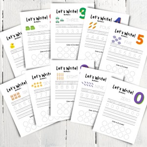Preschool WORKSHEET BUNDLE Digital Download, Tracing/Lettering Numbers, Colors, & Days of the Week!