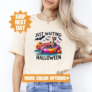 Waiting For Halloween Like Sweatshirt, Funny Halloween Sweatshirt, Spooky Season Shirt, Trendy Halloween T-Shirt, Halloween Skeleton T-Shirt