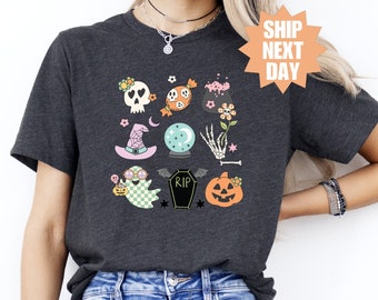 Retro Halloween T-Shirt, Cute Halloween Ghosts T-Shirt, Halloween Matching T-Shirt, Halloween T-Shirt, Cute Halloween Characters T-Shirt,