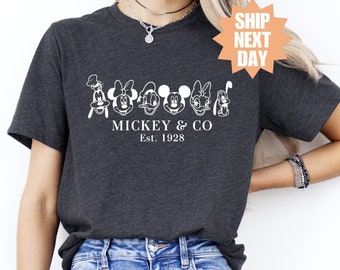 Mickey & Co 1928, Disney-personages shirts, retro vintage Disney dames T-shirt, Disney shirt voor vrouwen, Minnie shirt, Disney familie T-shirt
