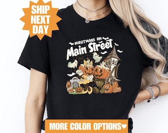 Camisa de Halloween fantasma de calabaza, camisa de pesadilla de Halloween de Disney, camisa de pesadilla en la calle principal, camiseta de Disney, camiseta linda de calabaza