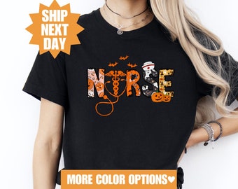 Nurse Halloween Sweatshirt, Cute Nurse Halloween Sweatshirt, Spooky Halloween Shirt, Funny Halloween Nurse T-Shirt,  Halloween Nurse T-Shirt
