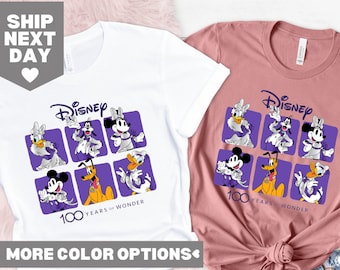 Chemise assortie Disney voyage en famille, chemise Disney 100 anniversaire, chemise Mickey et ses amis, chemise Disney 100 ans de merveille, t-shirt Disney 2023