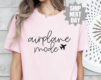 Camisetas de viaje para mujer, camiseta de modo avión, regalo de aventurero, regalo para viajero, modo avión, camiseta de vacaciones, camiseta de piloto, camiseta divertida