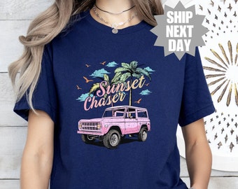 Summer 2024 T-shirts, Forever Chasing Sunsets Shirt, Retro Sunset T-Shirt, Tropical Sunset Shirt, Sunset Chaser Shirt, Sunset Lover T-Shirt