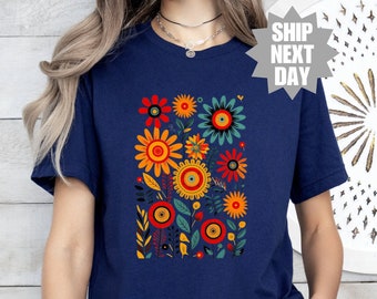 Camisa de flores silvestres, camiseta botánica vintage, camisas minimalistas para mujeres, camisa amante de la naturaleza, camisa de diseño de flores silvestres, camisa amante del jardín